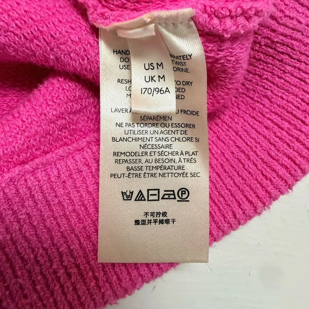 Free People Ottoman Slouchy Tunic Knit Sweater Women's Medium Electric Pink